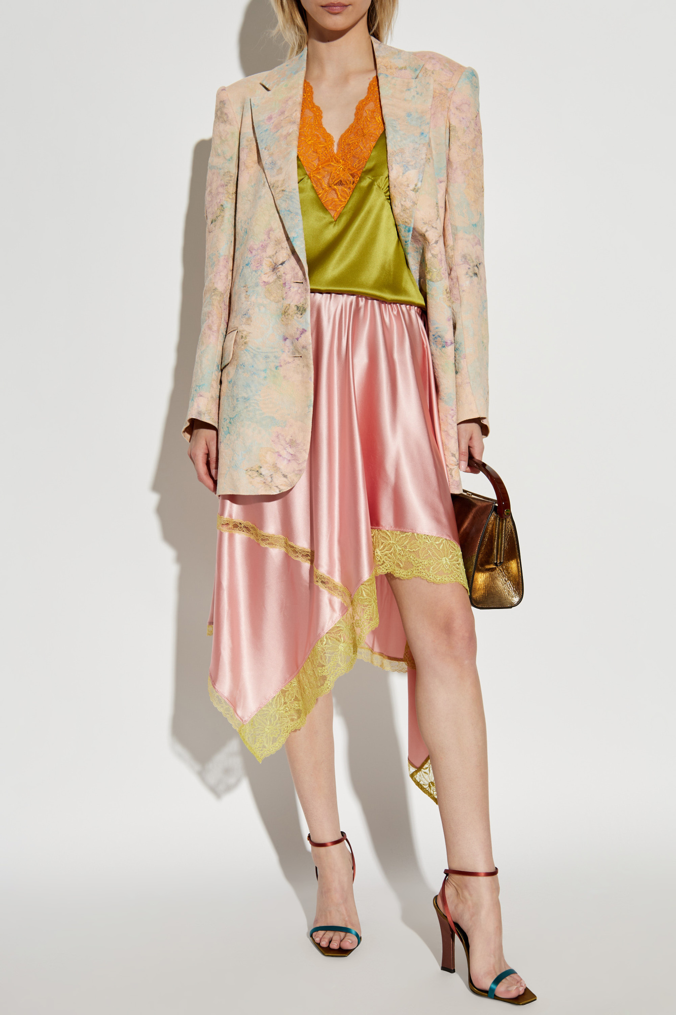 DRIES VAN NOTEN レイヤード シフォン シルクスカート ピンク アウトレット ショップ 通販Fashion - DRIES VAN NOTEN
